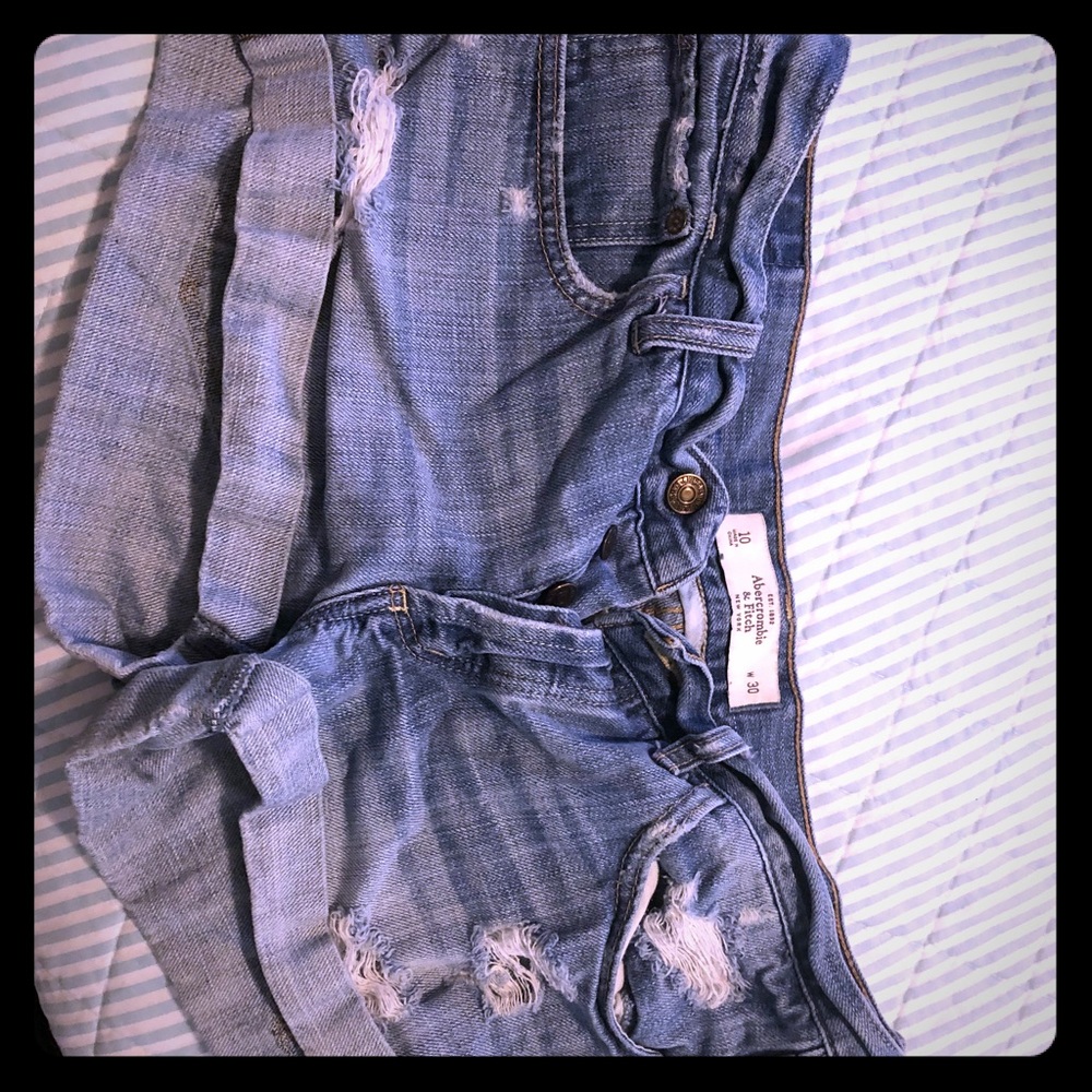 Abercrombie and Fitch denim destroyed shorts